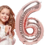 BALON FOLIOWY CYFRA 6 RÓŻOWE ZŁOTO NA URODZINY IMPREZĘ JUBILEUSZ 100cm