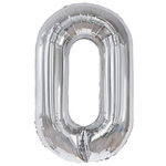 BALON FOLIOWY CYFRA 0 SREBRNY NA URODZINY JUBILEUSZ URODZINOWY 54cm