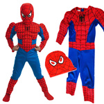 STRÓJ SPIDERMAN GRUBY Z MIĘŚNIAMI MASKA KOSTIUM PRZEBRANIE CHŁOPCA 122-128