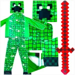 MINECRAFT Strój dla chłopca CREEPER / kostium na bal rozmiar XL 140-150 cm + miecz