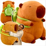 KAPIBARA PLUSZOWA MASKOTKA ZABAWKA Z PLECAKIEM ŻÓŁWIK 80CM MIĘKKA PLUSZAK 2W1