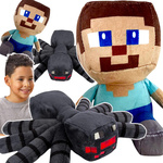 MINECRAFT - ZESTAW PLUSZOWYCH MASKOTEK 2w1 JEŻDŻACY STEVE PAJĄK