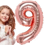 BALON FOLIOWY CYFRA 9 ROSE GOLD URODZINOWY NA URODZINY JUBILEUSZ 40cm