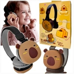 SŁUCHAWKI BEZPRZEWODOWE BLUETOOTK KAPIBARA MIĘKKIE LEKKIE DLA DZIECI USB