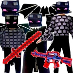 MINECRAFT Strój dla chłopca Smok Enderu rozmiar L (130-140) + miecz + karabin