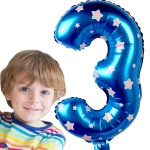 BALON FOLIOWY CYFRA 3 NIEBIESKI W GWIAZDKI NA URODZINY DLA DZIECI 100cm