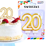 ŚWIECZKA URODZINOWA NA TORT CYFRA 20 ZŁOTA