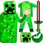 MINECRAFT Strój dla chłopca CREEPER / kostium na bal rozmiar M 120-130 cm + miecz
