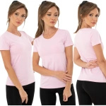 MODNY T-SHIRT DAMSKI BLUZKA RÓŻOWY GŁADKI BASIC KRÓTKI RĘKAW ROZMIAR M