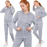 WYGODNY KOMPLET DRESOWY DWUCZĘŚCIOWY DRES BLUZA Z KAPTUREM DAMSKI SZARA M