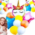 ZESTAW BALONY JEDNOROŻEC 9el GWIAZDKI URODZINY HEL NA IMPREZĘ DLA DZIECI