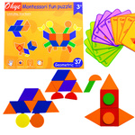 DREWNIANA UKŁADANKA KLOCKI PUZZLE MONTESSORI 37 ELEMENTÓW GRA EDUKACYJNA