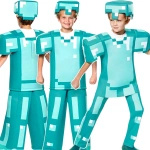 STRÓJ MINECRAFT PRZEBRANIE DLA CHŁOPCA STEVE DIAMENTOWY MASKA KOSTIUM BAL