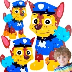 DREWNIANE PUZZLE PSI PATROL FIGURKA CHASE EDUKACYJNE LITERKI CYFERKI 2w1