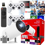 PROJEKTOR LED RZUTNIK + KONSOLA ANDROID PRZENOŚNY 2 PADY GRY PILOT WIFI USB