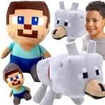 MINECRAFT WODNY ŚWIAT - ZESTAW PLUSZOWYCH MASKOTEK 2w1 JEŻDŻACY STEVE PIES