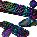 ZESTAW GAMINGOWY PODŚWIETLANA KLAWIATURA MYSZ RGB USB SZYBKOŚĆ I KONTROLA