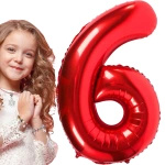 BALON FOLIOWY CYFRA 6 CZERWONY NA URODZINY IMPREZĘ JUBILEUSZ 100cm