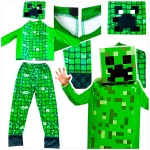 STRÓJ MINECRAFT PRZEBRANIE DLA CHŁOPCA CREEPER KOMPLET MASKA KOSTIUM NA BAL