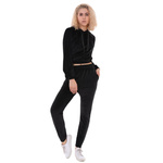 WYGODNY KOMPLET DRESOWY WELUROWY DRES DAMSKI CZARNY KAPTUR BLUZA SPODNIE M