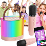 ZESTAW KARAOKE 2 MIKROFONY BEZPRZEWODOWY PRZENOŚNY GŁOŚNIK BLUETOOTH LED MEGA ZESTAW