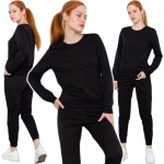 WYGODNY KOMPLET DRESOWY MODNY BASIC DWUCZĘŚCIOWY DRES DAMSKI CZARNY ROZ. M