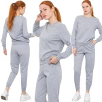 WYGODNY KOMPLET DRESOWY MODNY BASIC DWUCZĘŚCIOWY DRES DAMSKI SZARY ROZ. XL