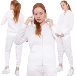 WYGODNY KOMPLET DRESOWY DWUCZĘŚCIOWY DRES BLUZA Z KAPTUREM DAMSKI BIAŁY S