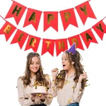GIRLANDA URODZINOWA Z NAPISEM HAPPY BIRTHDAY CZERWONA ZŁOTE NAPISY 200CM