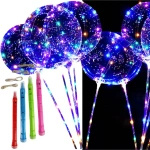 KOLOROWY BALON LED ŚWIECĄCY DUŻY MOCNY ŚWIATEŁKA NA PATYKU DEKORACJA ŚWIECI