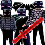 MINECRAFT Strój dla chłopca Smok Enderu rozmiar S (110-120) + miecz