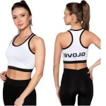 MODNA BLUZKA DAMSKA CROP TOP NA RAMIĄCZKA SPORTOWA BASIC BAWEŁNA BIAŁY XL