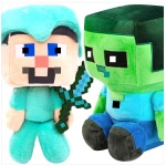MINECRAFT Zestaw Pluszowych Maskotek Diamentowy Steve i Baby Zombie