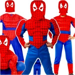 STRÓJ SPIDERMAN GRUBY Z MIĘŚNIAMI MASKA KOSTIUM PRZEBRANIE CHŁOPCA 98-110