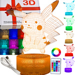 LAMPKA LED USB 3D PIKACHU KOLORY RGB DLA DZIECI DO POKOJU NA PREZENT POKEMON