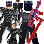 MINECRAFT Strój dla chłopca Smok Enderu rozmiar XL (140-150) + miecz + karabin