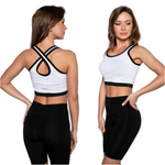 BLUZKA DAMSKA CROP TOP RAMIĄCZKA SPORTOWA DEKOLT BASIC BAWEŁNA BIAŁY S