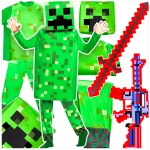 MINECRAFT Strój dla chłopca CREEPER / kostium na bal rozmiar L 130-140 cm + miecz + karabin