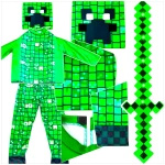 MINECRAFT Strój dla chłopca CREEPER / kostium na bal rozmiar XL 140-150 cm
