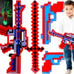 MINECRAFT Zestaw Pistolet + Karabin + Miecz Pixel