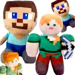 MINECRAFT WODNY ŚWIAT - ZESTAW PLUSZOWYCH MASKOTEK 2w1 JEŻDŻACY STEVE ALEX