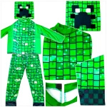 STRÓJ MINECRAFT PRZEBRANIE DLA CHŁOPCA CREEPER KOMPLET MASKA KOSTIUM NA BAL
