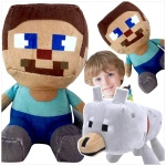 MINECRAFT WODNY ŚWIAT - ZESTAW PLUSZOWYCH MASKOTEK 2w1 JEŻDŻACY STEVE PIES DENIS