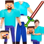 MINECRAFT Strój dla chłopca STEVE / kostium na bal rozmiar M 120-130 cm