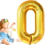 BALON FOLIOWY CYFRA 0 ZERO ZŁOTY NA URODZINY JUBILEUSZ URODZINOWY 80cm