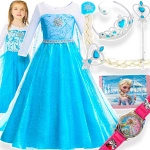 Zestaw 6w1 Strój Dla Dzieci Elsa + Akcesoria