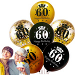 ZESTAW BALONÓW NA 60 URODZINY CZARNO ZŁOTE KONFETTI BALONY ZESTAW 6szt 