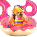DMUCHANE KOŁO DO PŁYWANIA PĄCZEK DONUT KOLOROWY MATERAC DONAT DLA DZIECI