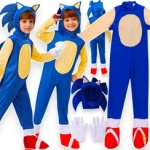 SONIC KOSTIUM STRÓJ KOMBINEZON + CZAPKA NIEBIESKI JEŻ PRZEBRANIE 110/116