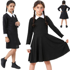 ELEGANCKI STRÓJ KOSTIUM WEDNESDAY ADDAMS DLA DZIEWCZYNEK ROZMIAR: M